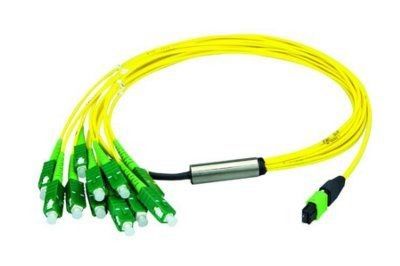 Cáp đột phá SC / APC 12 sợi MPO Màu vàng cho mạng khu vực lưu trữ