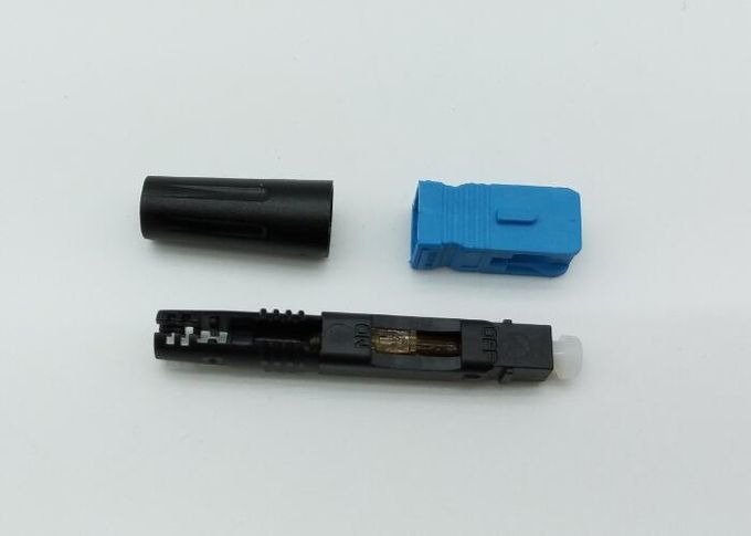 50mm Đầu nối sợi quang được đánh bóng nhanh Đầu nối sợi đơn màu xanh