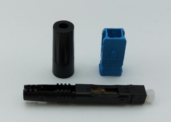 50mm Đầu nối sợi quang được đánh bóng nhanh Đầu nối sợi đơn màu xanh