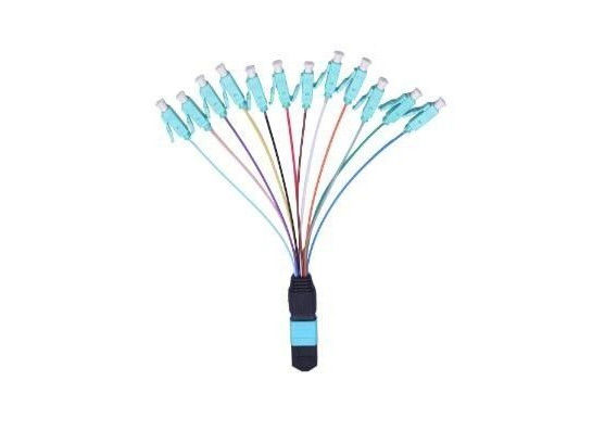 Trung Quốc Dây trả lại cao MPO Dây vá nữ OM3 MPO đến LC 0,9mm Dài 12 màu nhà cung cấp