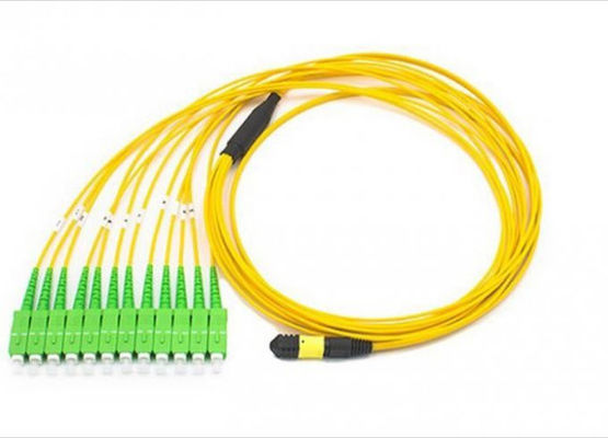 Trung Quốc 12 sợi MPO Sc Apc Patch Cord, Breakout sợi quang màu vàng cho mạng khu vực lưu trữ nhà cung cấp
